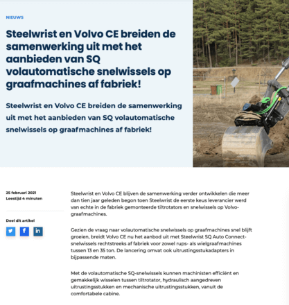Steelwrist snelwissel SQ Volvo CE